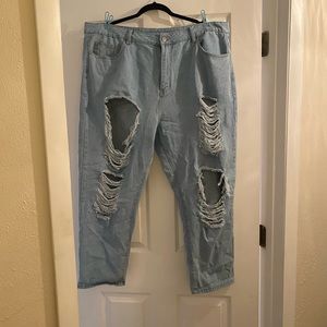 [3XL] Distressed Mom Jeans